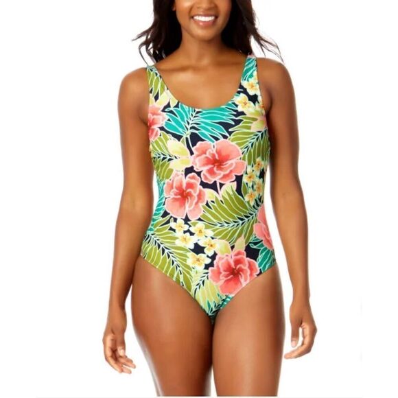 NWT HURLEY Size Medium One-Piece Swimsuit Pink Poppy Floral Adjustable Straps - Picture 1 of 11